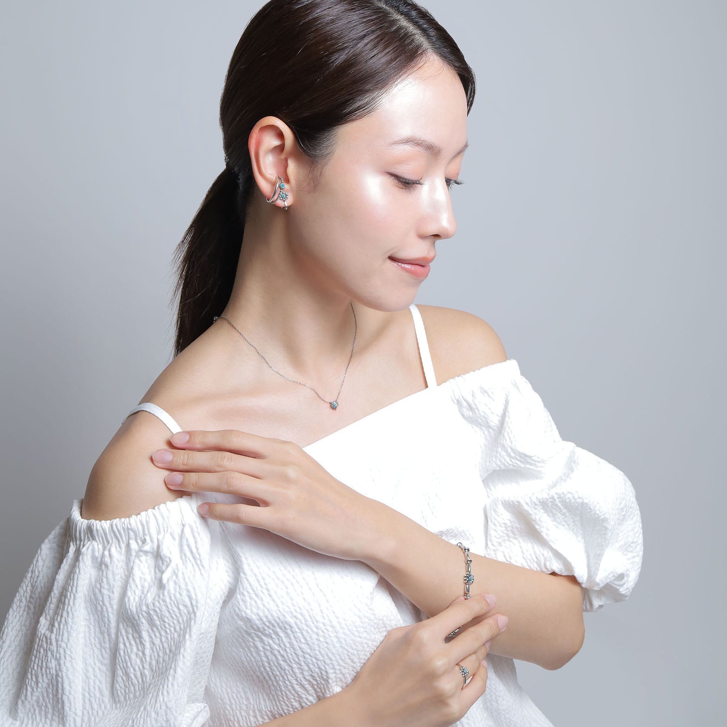《項鍊》藍色花瓣綻放|銀色(休閒款)