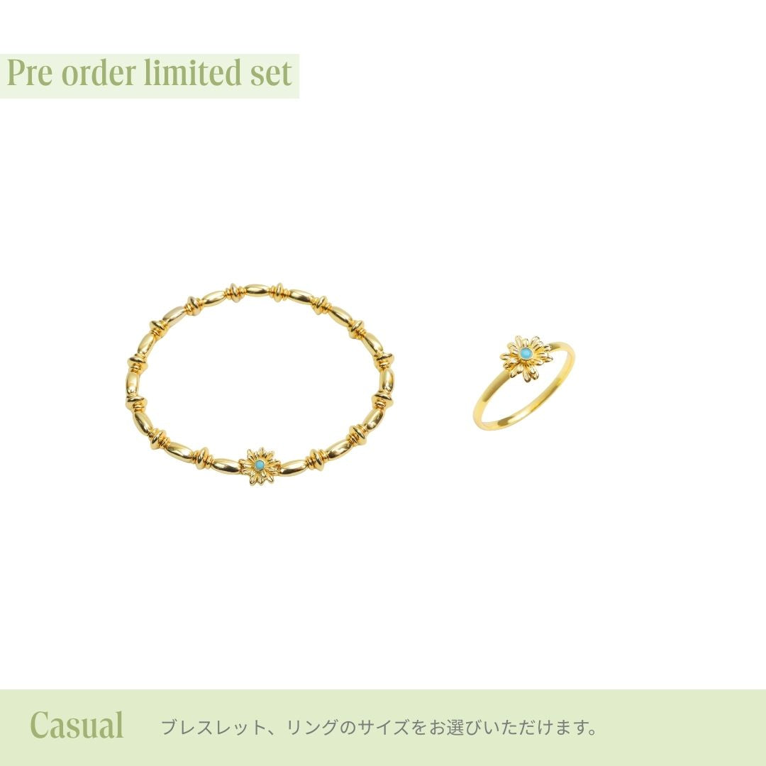 《Wish To Flower》Bracelet＆Ring Set｜Gold（Casual）