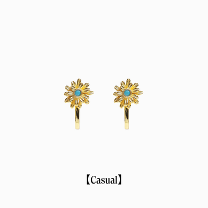 《Clip-on earrings》Blue Bloom  ｜Gold　（Casual）