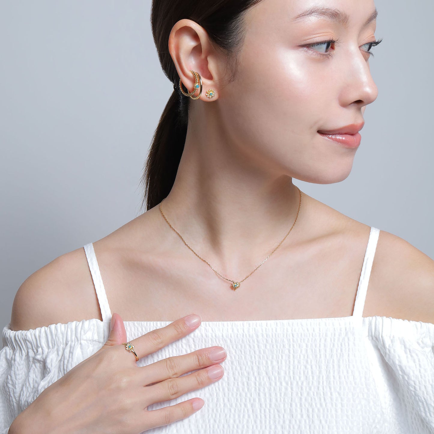 《Necklace》Blue Petal Bloom｜Glod （Luxe)