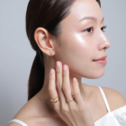 《Clip-on earrings》Blue Bloom  ｜Gold　（Casual）