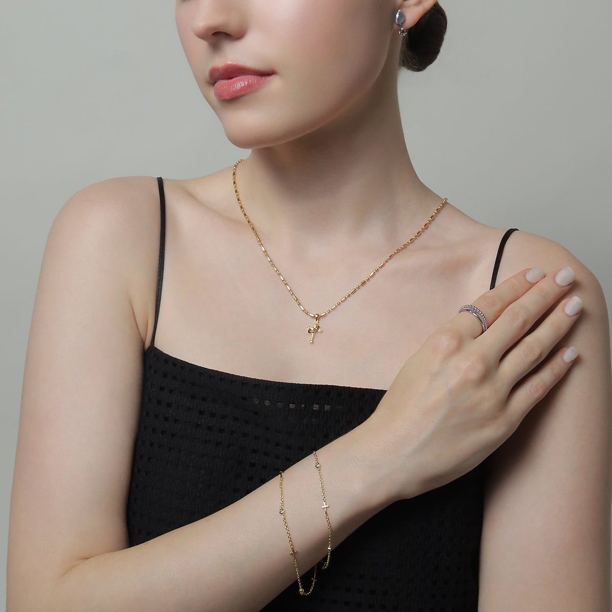 《Necklace》Cross Orbit｜Gold　（Casual）