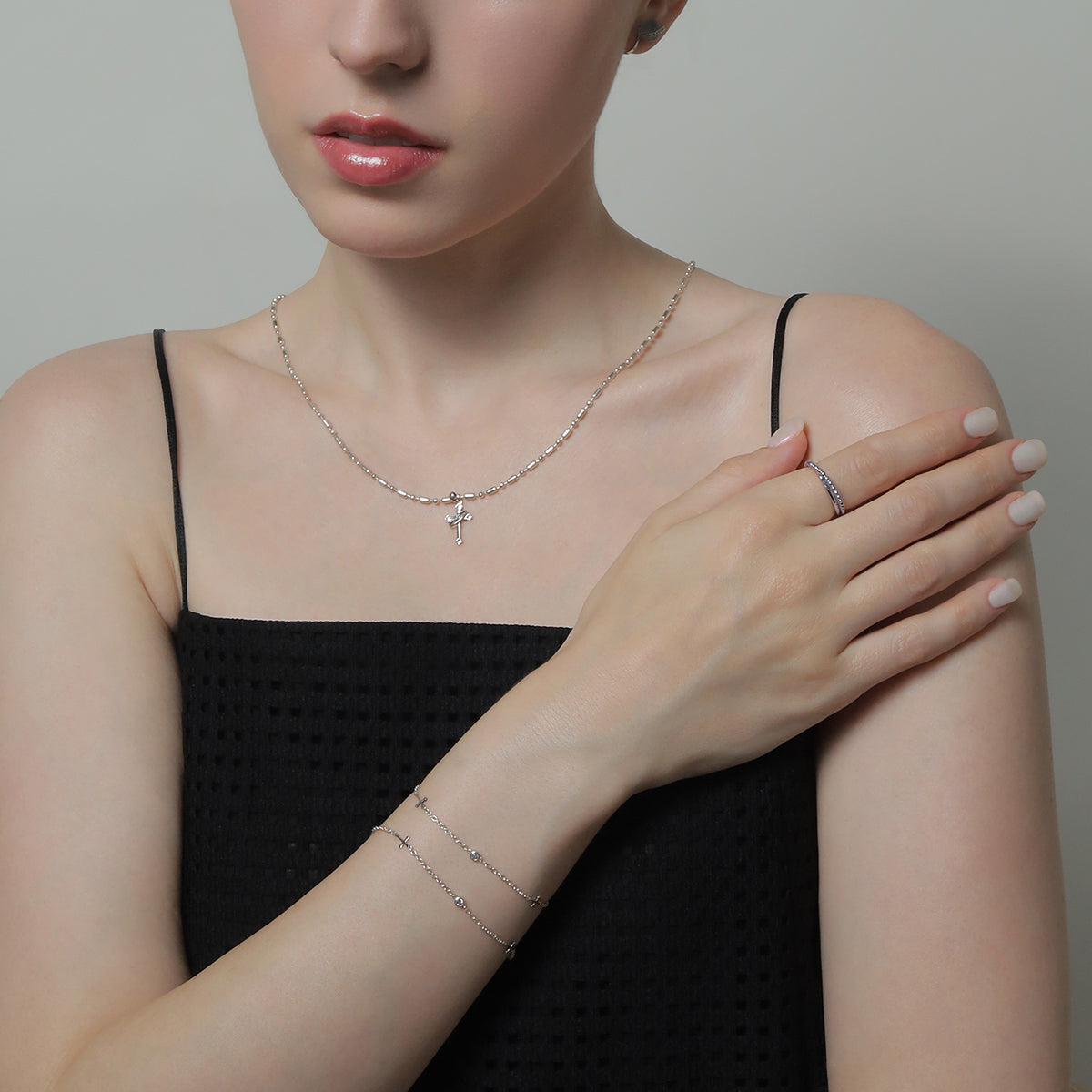 《Wish To Flower》Necklace＆Ear Items Set ｜Silver（Luxe）