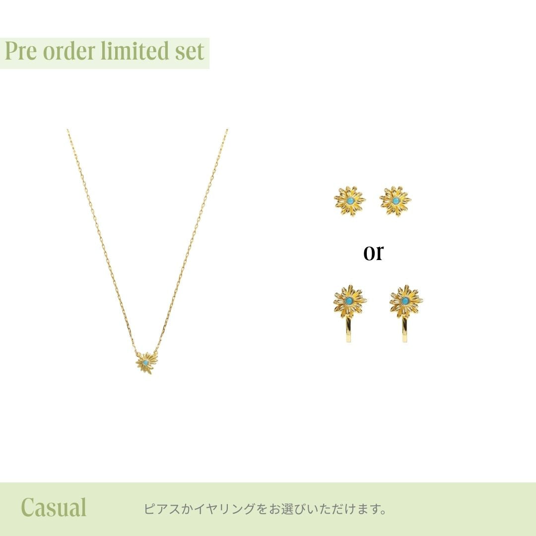 《Wish To Flower》Necklace＆Ear Items Set ｜Gold（Casual）