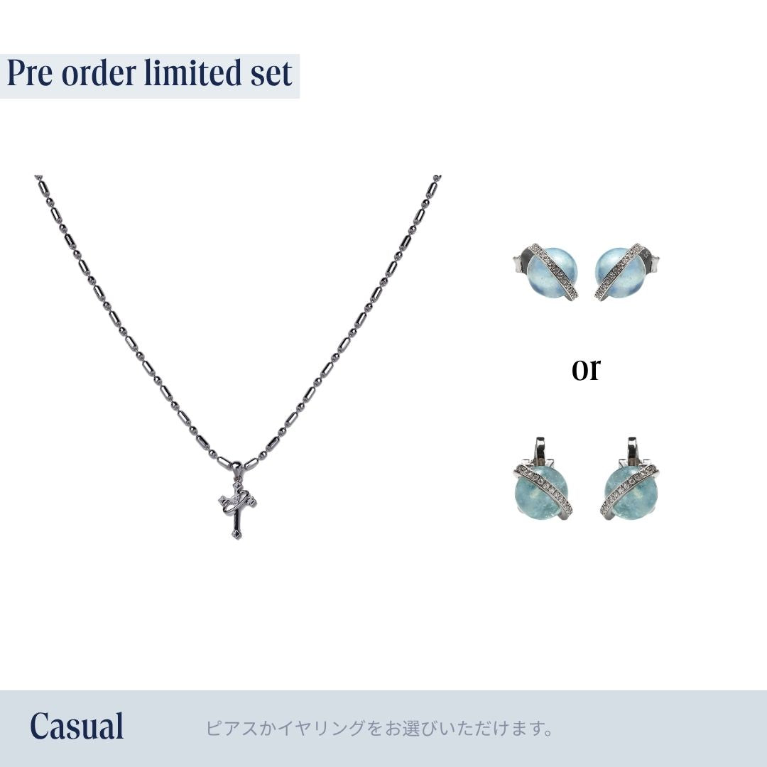 《Grace of Planet》Necklace＆Ear Items Set ｜Silver（Casual）