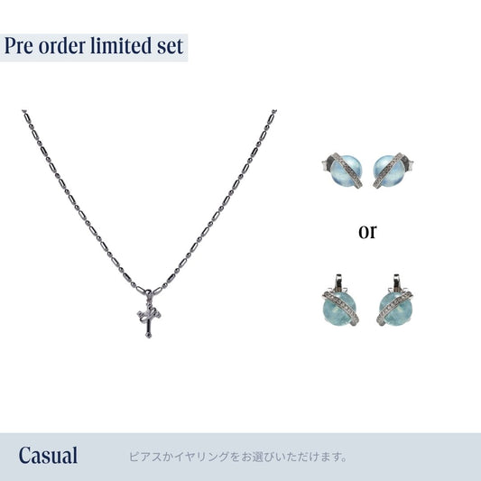 《Wish To Flower》Necklace＆Ear Items Set｜Silver(Luxe)