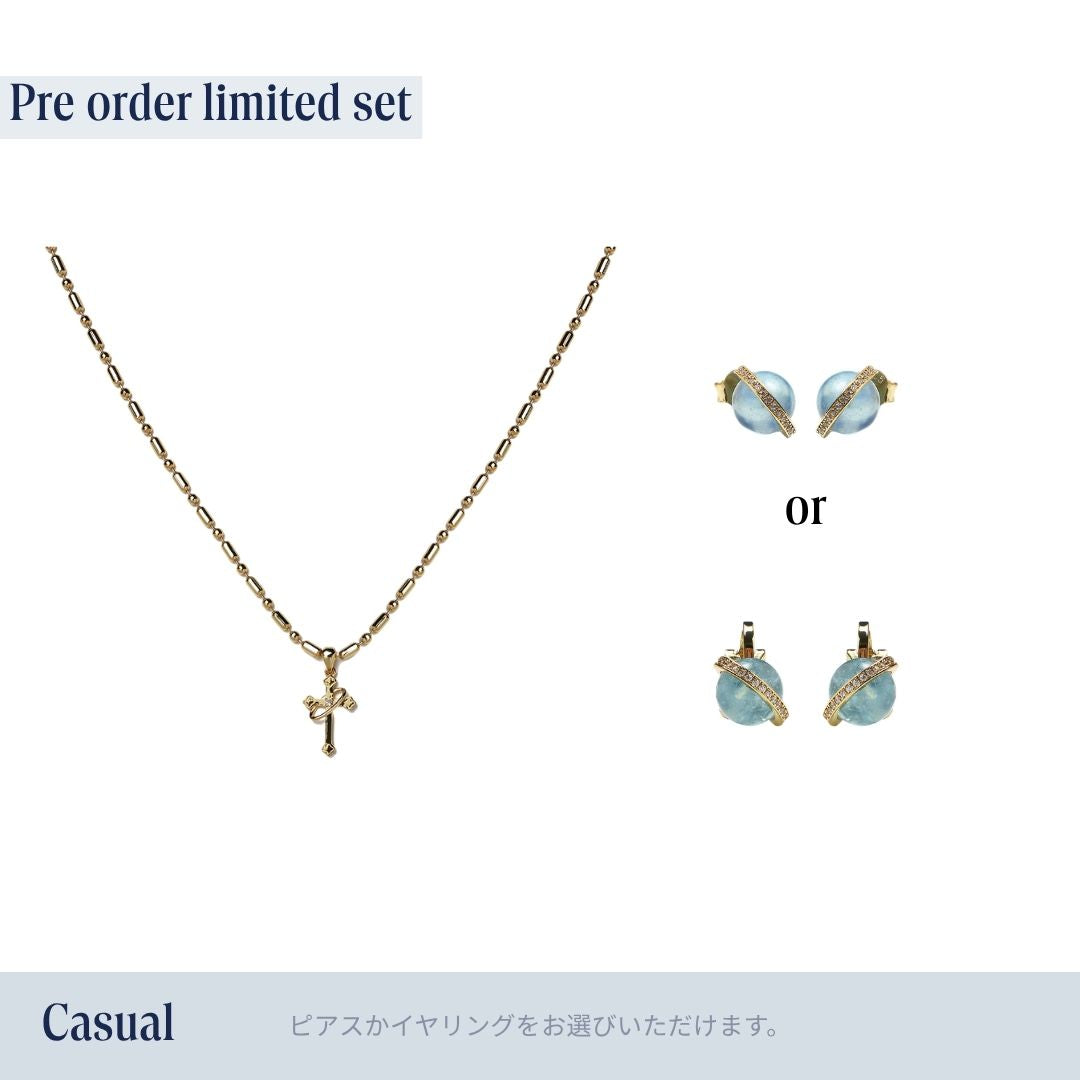 《Wish To Flower》Necklace＆Ear Items Set ｜Silver（Luxe）