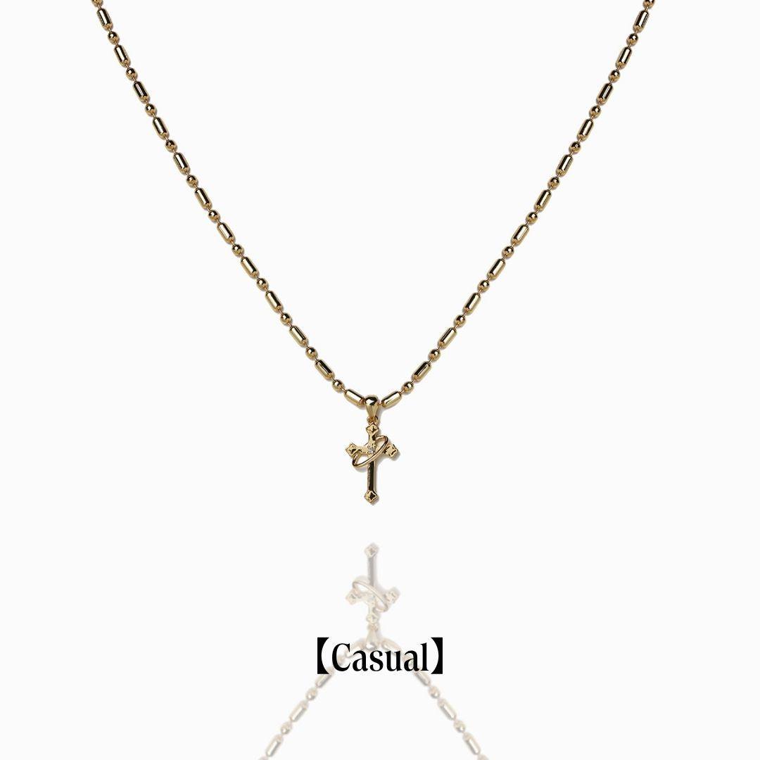 《Necklace》Cross Orbit｜Gold　（Casual）