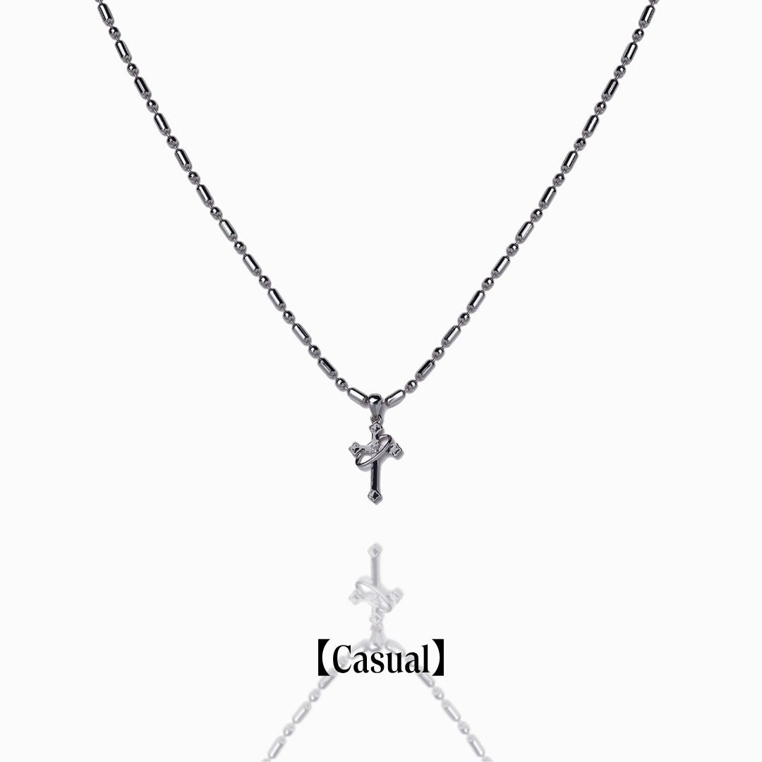 《Necklace》Cross Orbit｜Silver　（Casual）