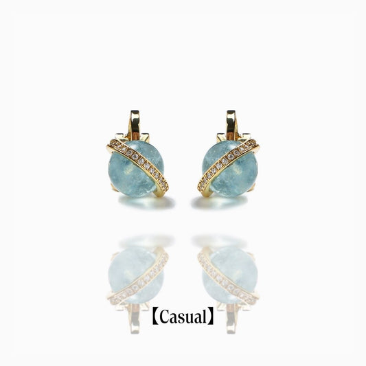 《Clip-on earrings》Blue Planet ｜Gold　（Casual）
