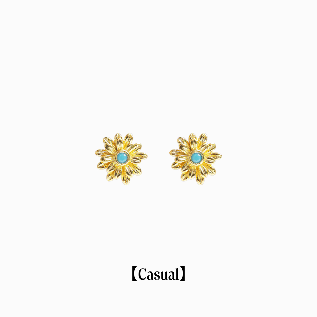 《Pierced earrings》Blue Bloom ｜Gold　（Casual）