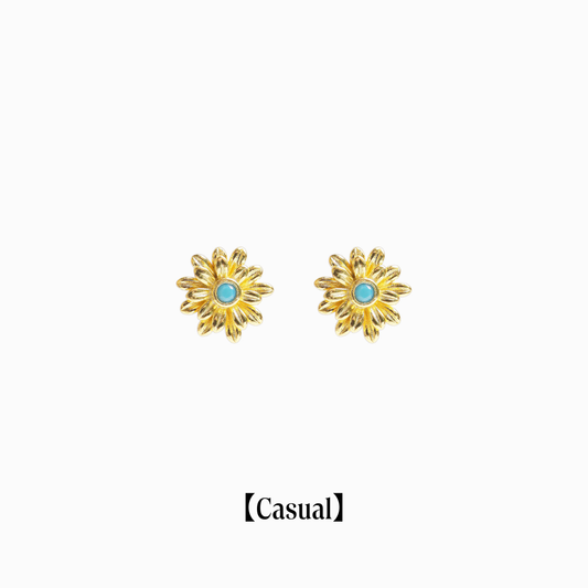 《Pierced earrings》Blue Bloom ｜Gold　（Casual）