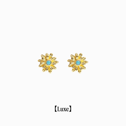 《Pierced earrings》Blue Bloom ｜Gold　（Luxe)