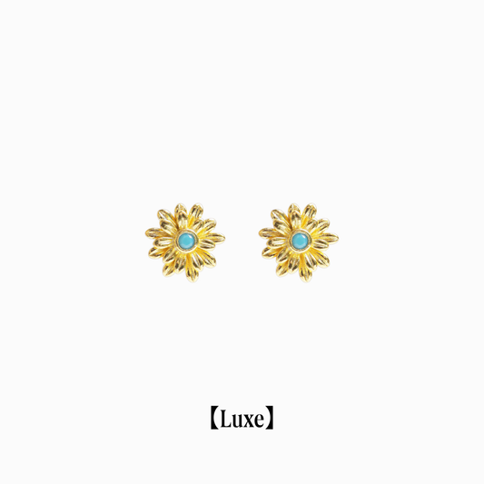 《Pierced earrings》Blue Bloom ｜Gold　（Luxe)