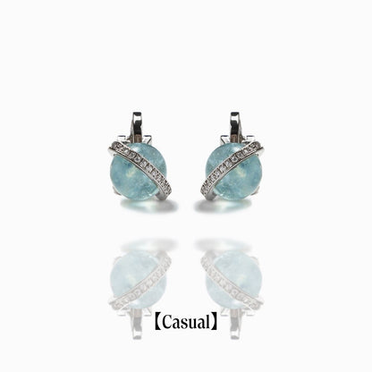 《Clip-on earrings》Blue Planet ｜Silver　（Casual）