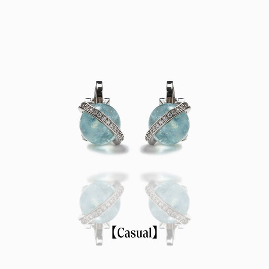 《Clip-on earrings》Blue Planet ｜Silver　（Casual）