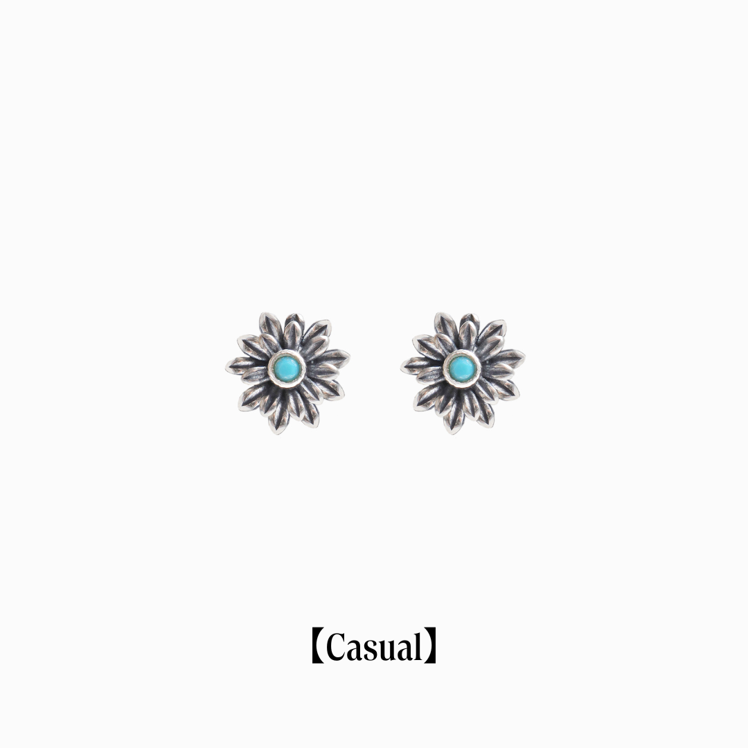 《Pierced earrings》Blue Bloom ｜Silver　（Casual）