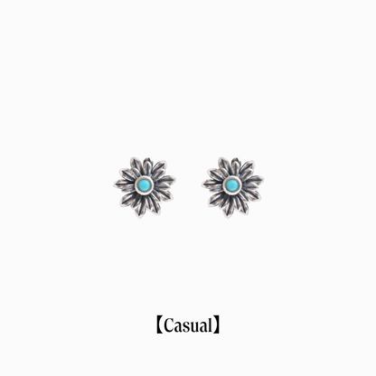 《Pierced earrings》Blue Bloom ｜Silver　（Casual）